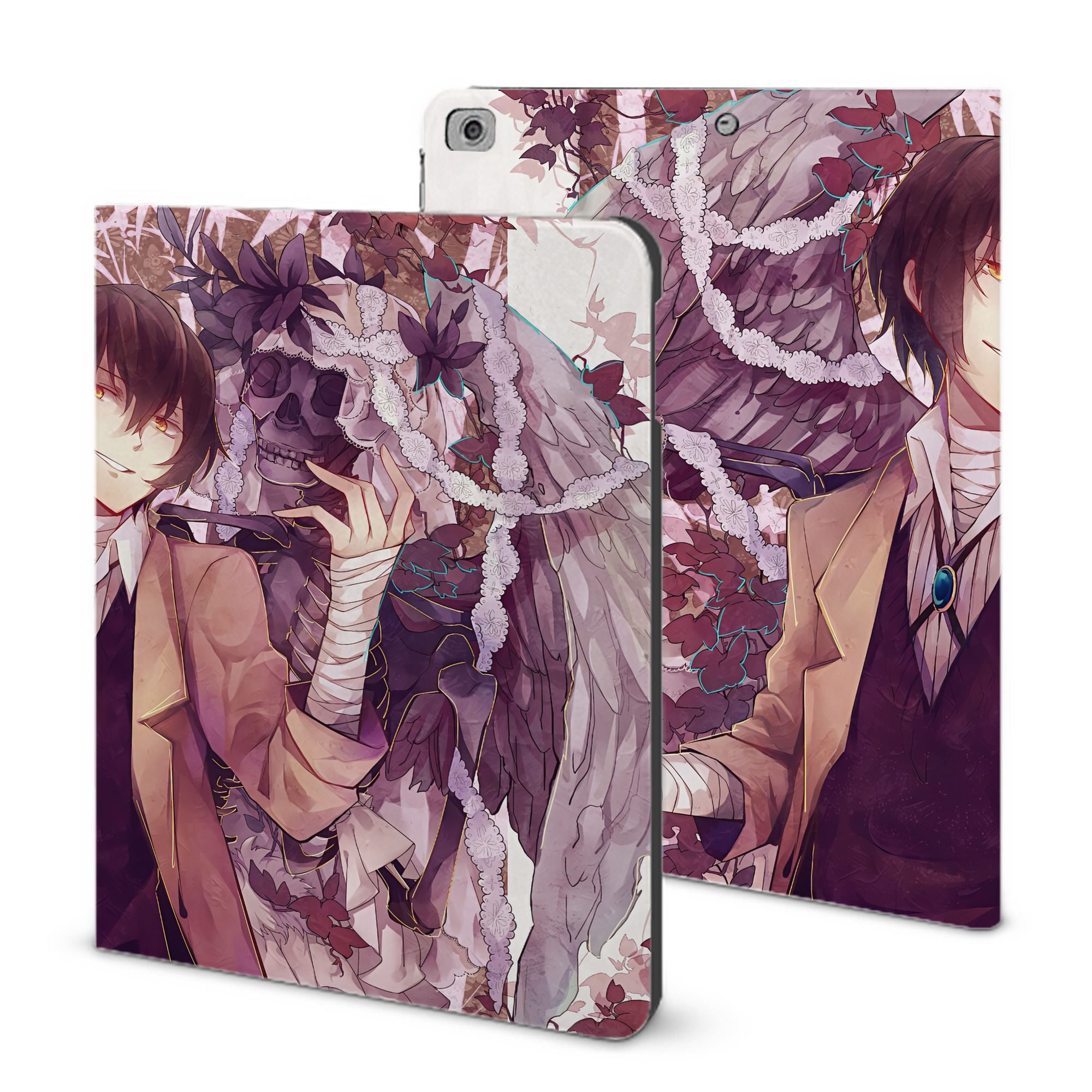 （画像用） 文豪ストレイドッグス Bungo Stray Dogs IPad ケース ブック型 PUレザー TPU 耐衝撃 軽量 薄型 ペン収納なし 全面保護 IPad 各モデル対応
